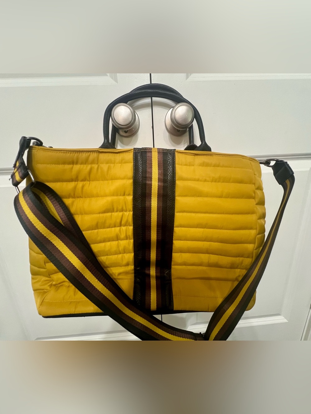 Think Royln Quilted Yellow Tote Crossbody Travel Bag Large